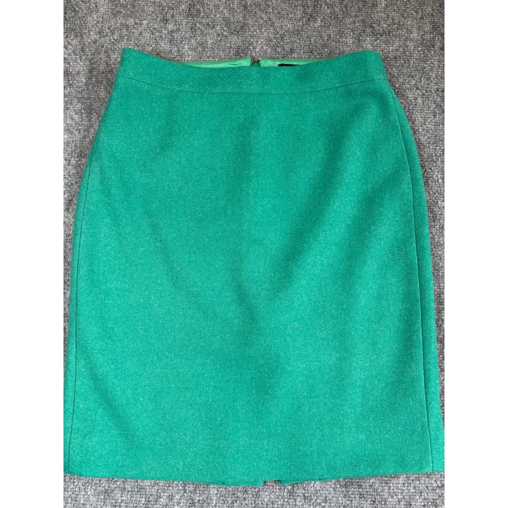 J.Crew The Pencil Skirt Emerald Green Wool Blend Size 0 Professional Workwear